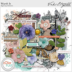 Worth It Digital Scrapbook Elements by Vicki Stegall