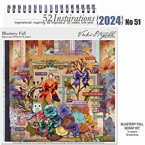 52 Inspirations 2024 No 51 Blustery Fall Digiscrap Kit by Vicki Stegall