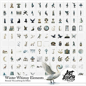 Winter Whimsy Digital Art Elements