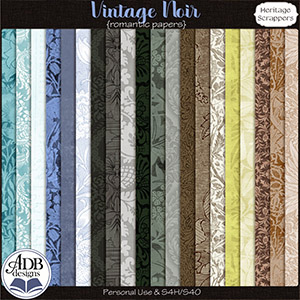 Vintage Noir Romantic Papers by ADB Designs