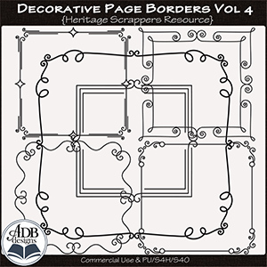 Heritage Resource Decorative Page Borders Vol 04 by ADB Designs CU/PU