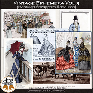 Heritage Resource Vintage Ephemera Vol 03 by ADB Designs CU/PU