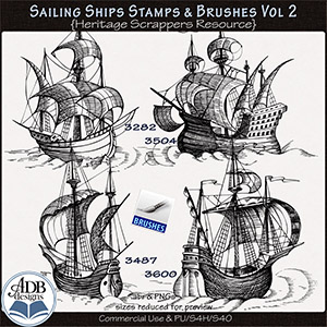 Sailing Ships Stamps & Brushes Set 02 by ADB Designs CU/PU