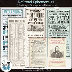 Heritage Resource Railroad Ephemera Vol 01 by ADB Designs CU/PU