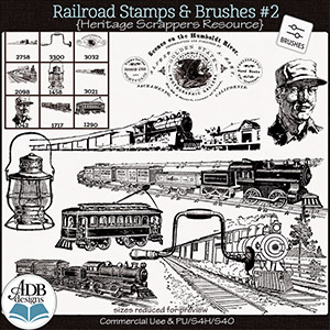 Heritage Resource Vintage Railroad Stamps Vol 2 by ADB Designs CU/PU