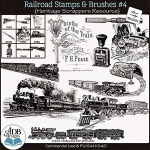 Heritage Resource Vintage Railroad Stamps Vol 3 by ADB Designs CU/PU