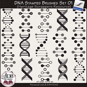 Heritage Resource DNA Stamped Brushes Set 01 by ADB Designs