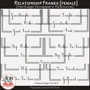 Heritage Resource Relationship Frames [female] by ADB Designs