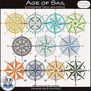 Age of Sail Compass Face Accents by ADB Designs