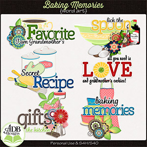 Baking Memories Word Art by ADB Designs