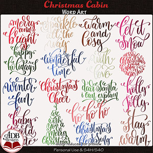 Christmas Cabin Word Art by ADB Designs