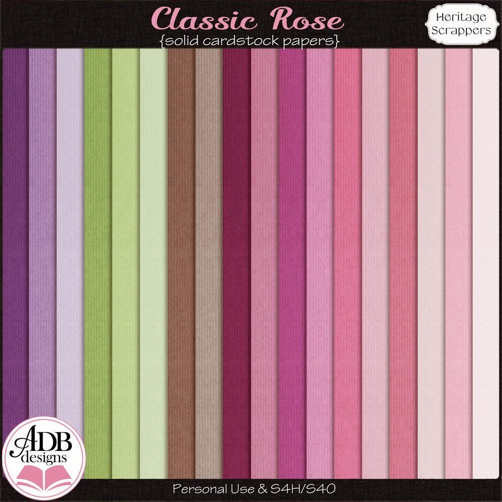 Classic Rose Solid Papers by ADB Designs