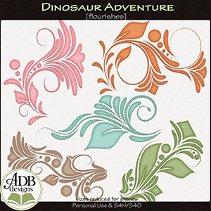 Dinosaur Adventure Flourishes by ADB Designs