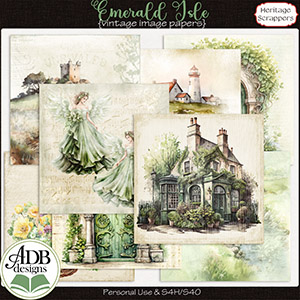 Emerald Isle Vintage Image Papers by ADB Designs