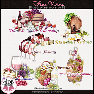 Fine Wine Illustrated Word Art by ADB Designs