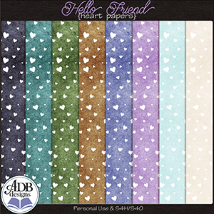 Hello Friend Heart Papers by ADB Designs