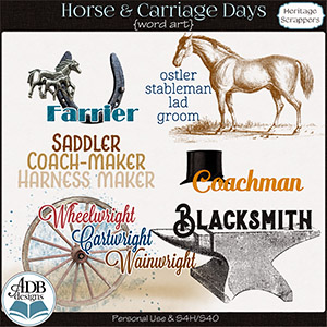 Horse & Carriage Days Word Art by ADB Designs