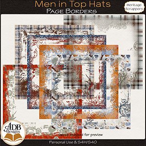 Men in Top Hats Page Borders by ADB Designs