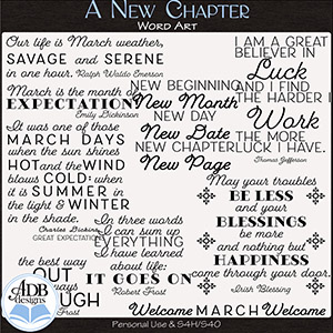 A New Chapter Word Art by ADB Designs