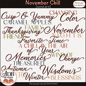 November Chill Word Art Titles by ADB Designs