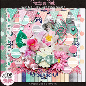 Pretty in Pink Page Kit with Cardstock Solids by ADB Designs