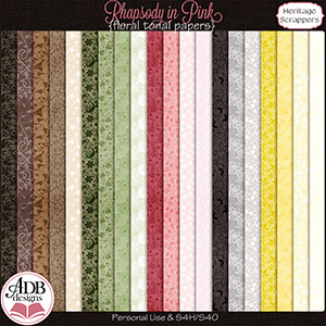 Rhapsody in Pink Tonal Floral Papers by ADB Designs