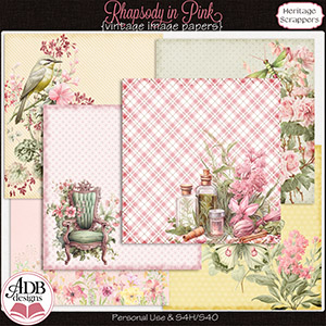 Rhapsody in Pink Vintage Image Papers by ADB Designs