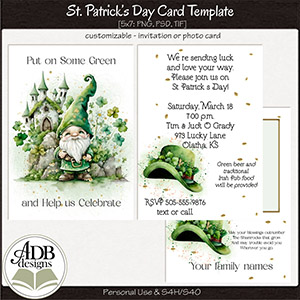 5" x 7" St. Patrick's Day Postcard Template 01 by ADB Designs