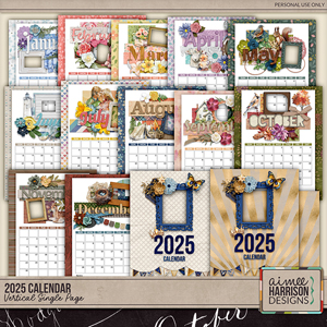 2025 Single Page Calendar by Aimee Harrison