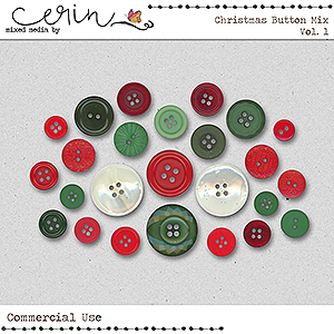 Christmas Button Mix Vol 1 (CU) by Mixed Media by Erin