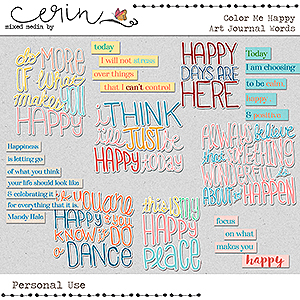 Color Me Happy {Art Journal Words} by Mixed Media by Erin