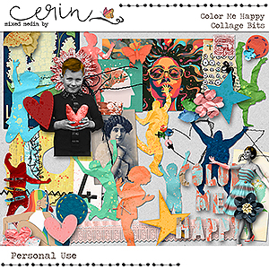 Color Me Happy {Collage Bits} by Mixed Media by Erin