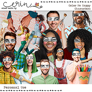 Color Me Happy {Characters} by Mixed Media by Erin