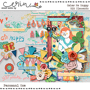 Color Me Happy {Kit Elements} by Mixed Media by Erin
