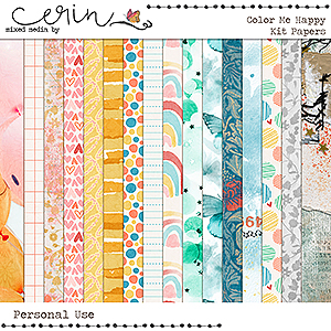 Color Me Happy {Kit Papers} by Mixed Media by Erin