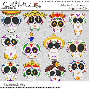 Dia de los Muertos {Sugar Skulls} by Mixed Media by Erin