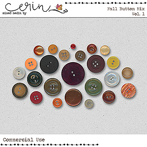 Fall Button Mix Vol 1 (CU) by Mixed Media by Erin