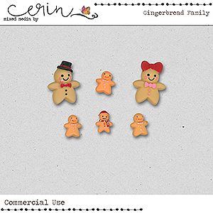 Gingerbread Family (CU) by Mixed Media by Erin