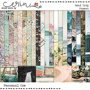 Road Trip {Kit Papers} by Mixed Media by Erin