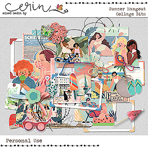 Summer Hangout {Collage Bits} by Mixed Media by Erin