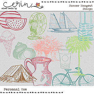 Summer Hangout {Stamps} by Mixed Media by Erin