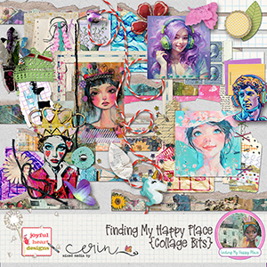 Finding My Happy Place {Collage Bits} by Joyful Heart Designs and Mixed Media by Erin