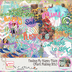 Finding My Happy Place {Mark Making Bits} by Joyful Heart Designs and Mixed Media by Erin