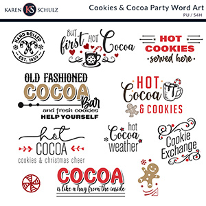 Cookies and Cocoa Party Word Art