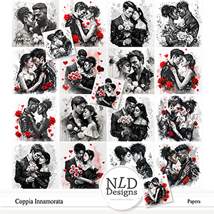 Coppia Innamorata Papers Illustrations By NLD Designs