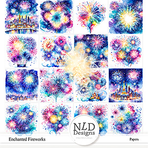 Magic Enchanted Fireworks Papers & Free Elements By NLD Designs