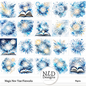 Magic New Year Fireworks Papers & Free Elements By NLD Designs