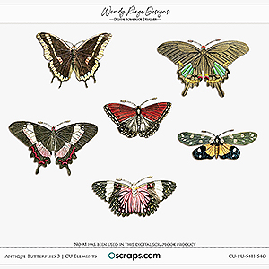 Antique Butterflies 3 (CU) by Wendy Page Designs 